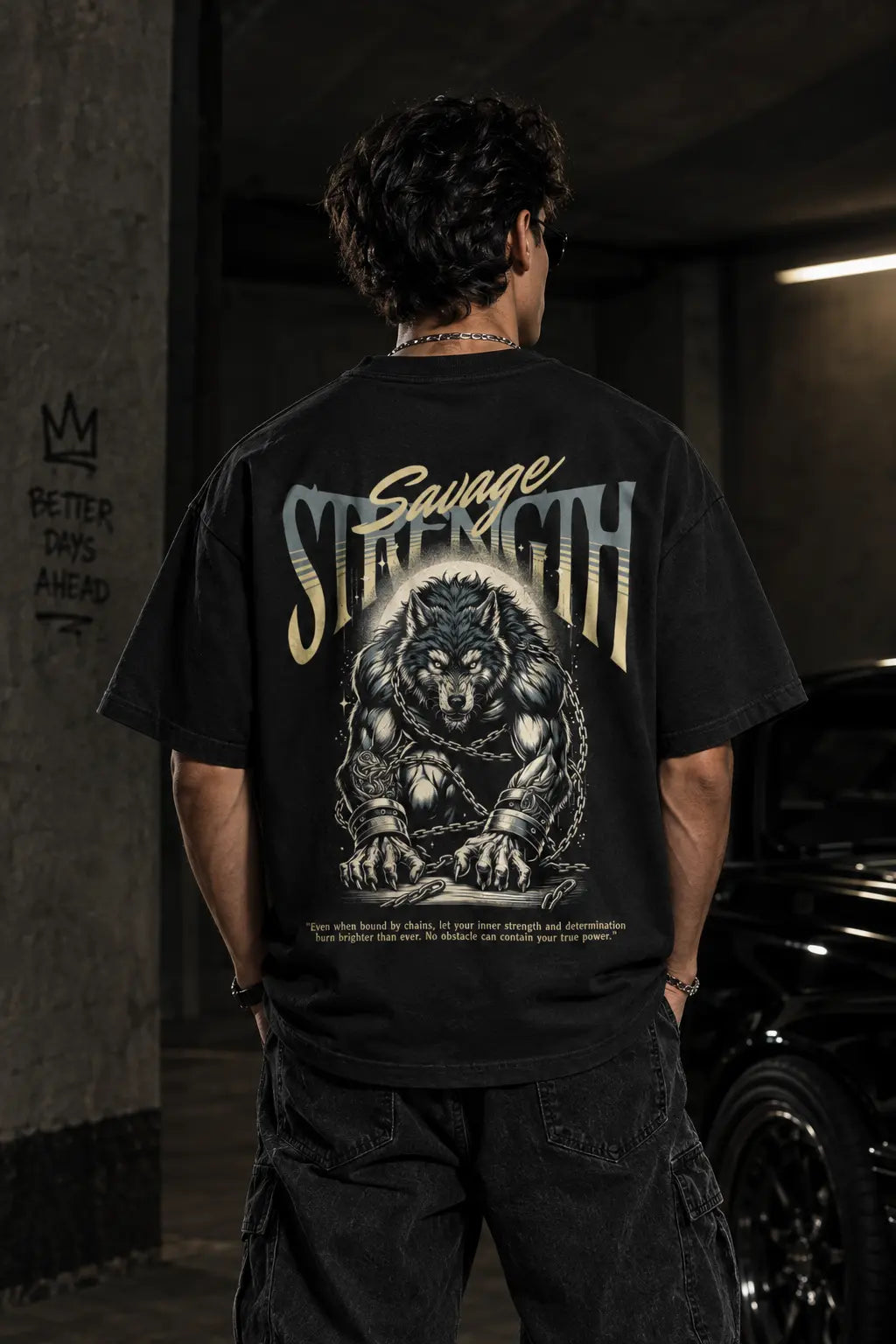Savage Strength Graphic Oversized Tee | Navalook