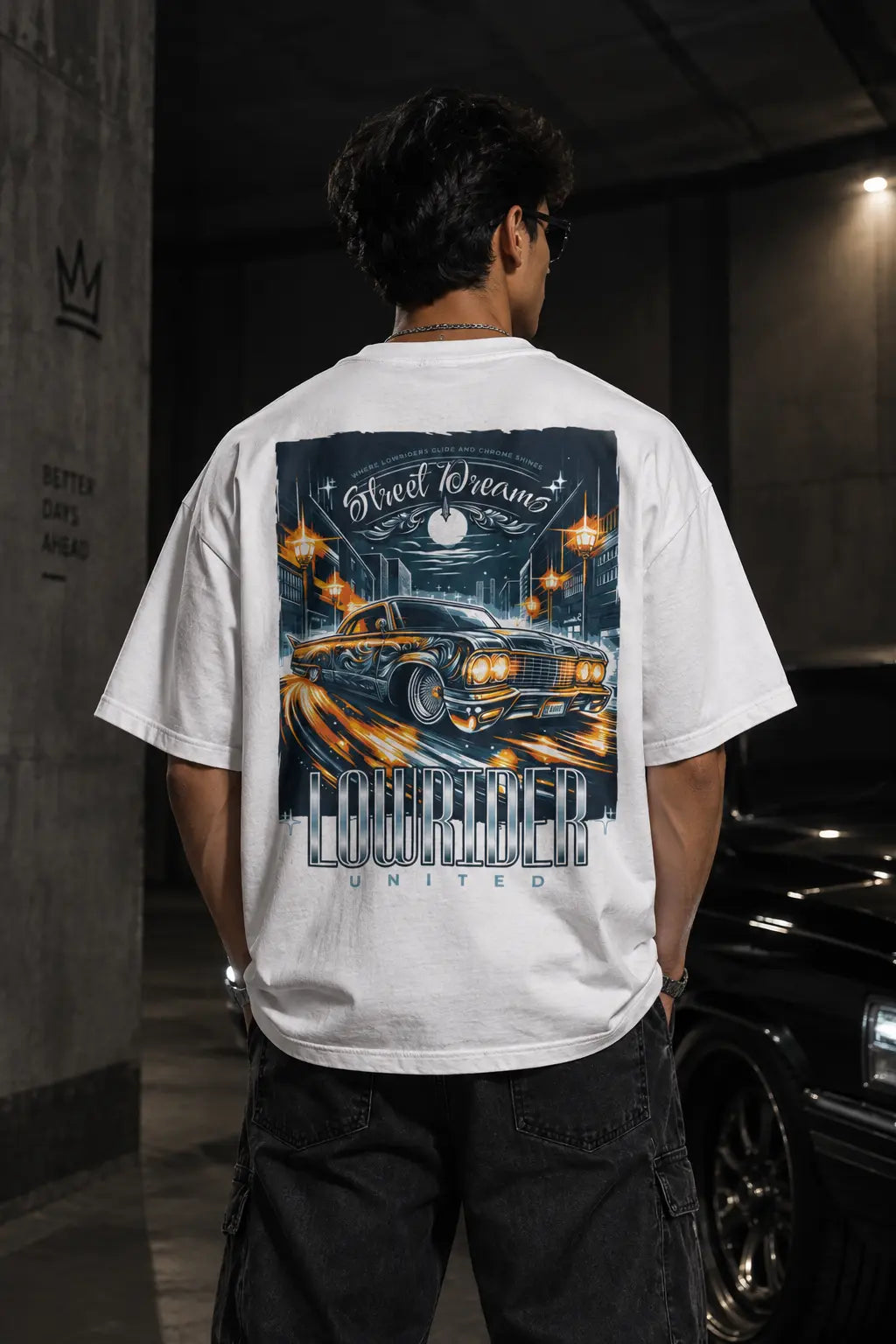 Lowrider United Street Dreams Graphic Oversized Tee - Back Print - Navalook Streetwear