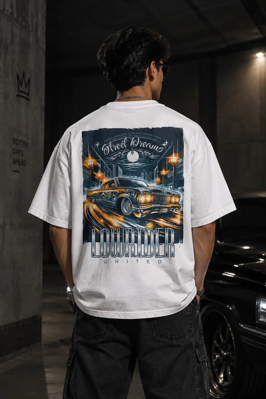 Lowrider United Street Dreams Graphic Oversized Tee - Back Print - Navalook Streetwear