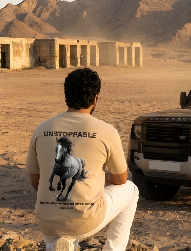 Unstoppable Horse Graphic Oversized T-shirt by Navalook