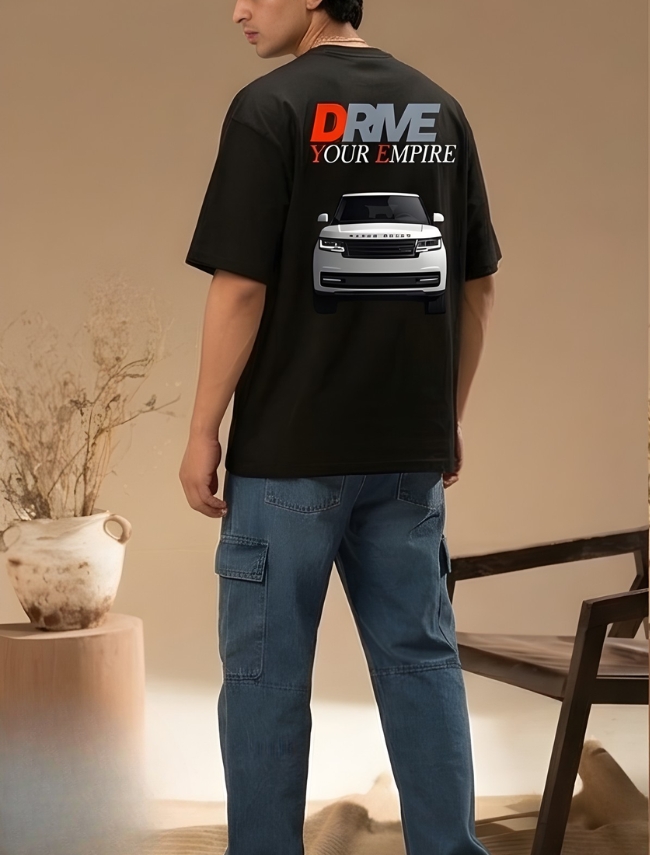 Beast Printed Black Oversized T-shirt for Men