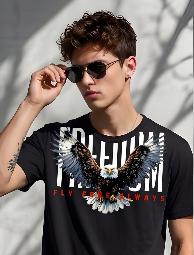 Men’s Black Freedom Eagle Graphic T-Shirt