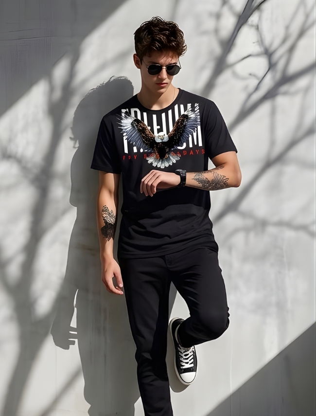 Men’s Black Freedom Eagle Graphic T-Shirt