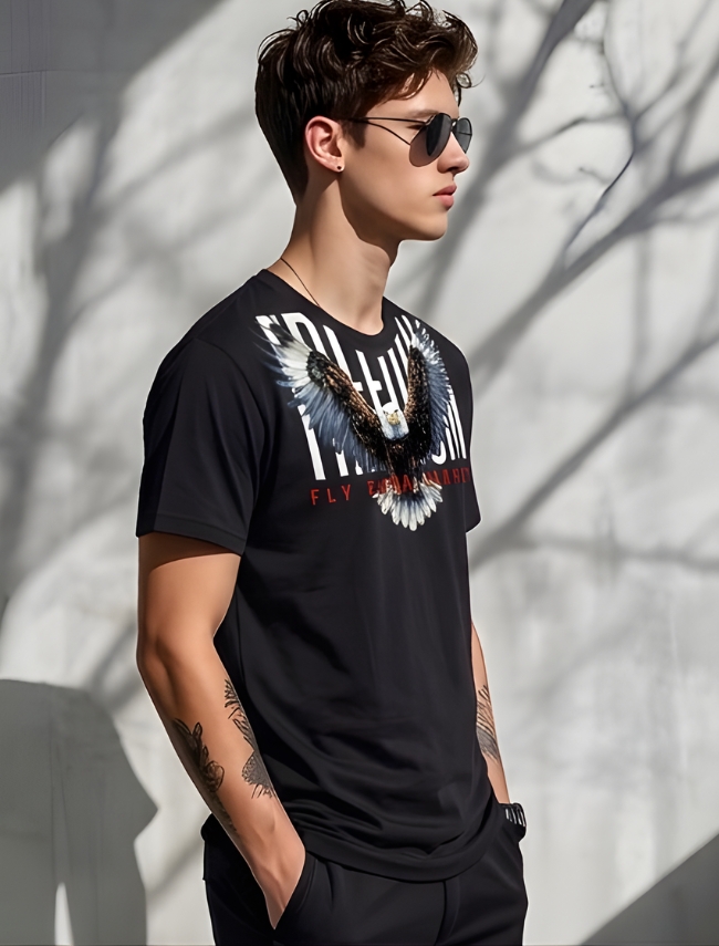 Men’s Black Freedom Eagle Graphic T-Shirt