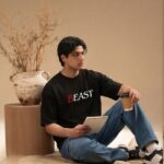 Beast Printed Black Oversized T-shirt for Men