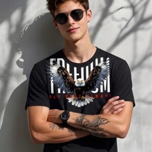 Men’s Black Freedom Eagle Graphic T-Shirt