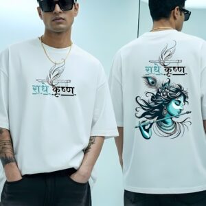 Radhe Krishna Divine Oversized Graphic T-Shirt