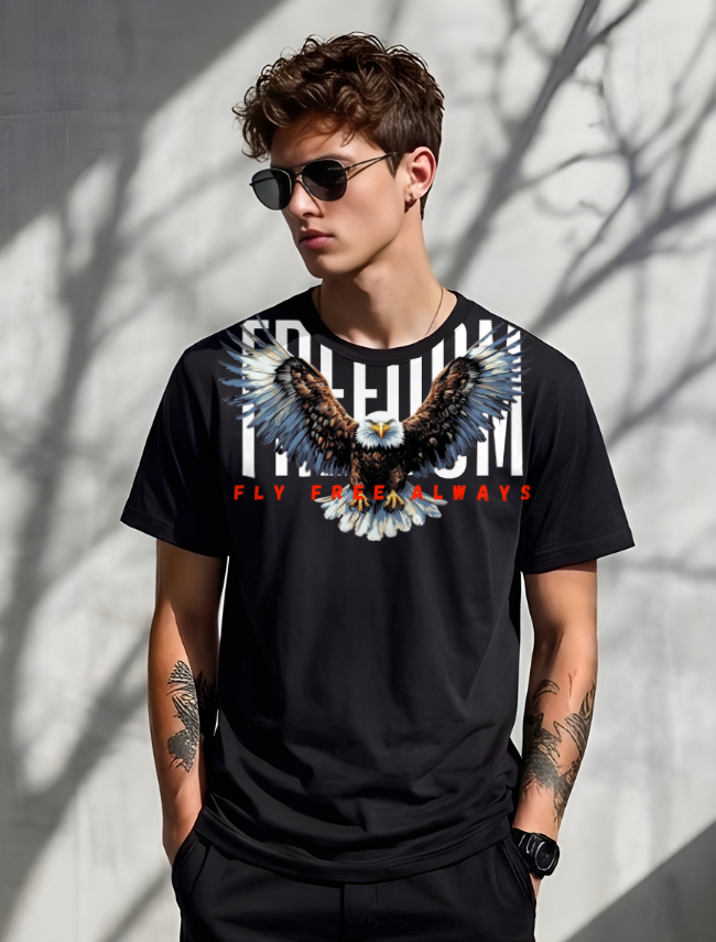 Men’s Black Freedom Eagle Graphic T-Shirt