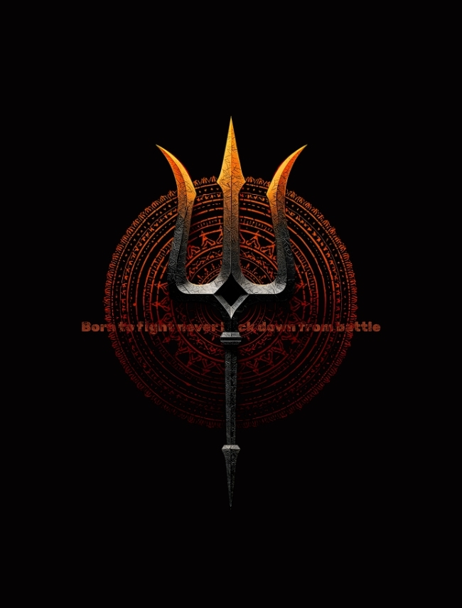 Warrior Spirit Trishul Graphic Black T-Shirt for Men