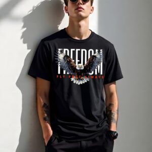 Men’s Black Freedom Eagle Graphic T-Shirt – Premium Cotton Streetwear Tee