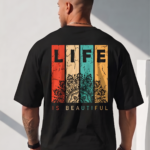 Life is Beautiful retro mandala T-shirt for men
