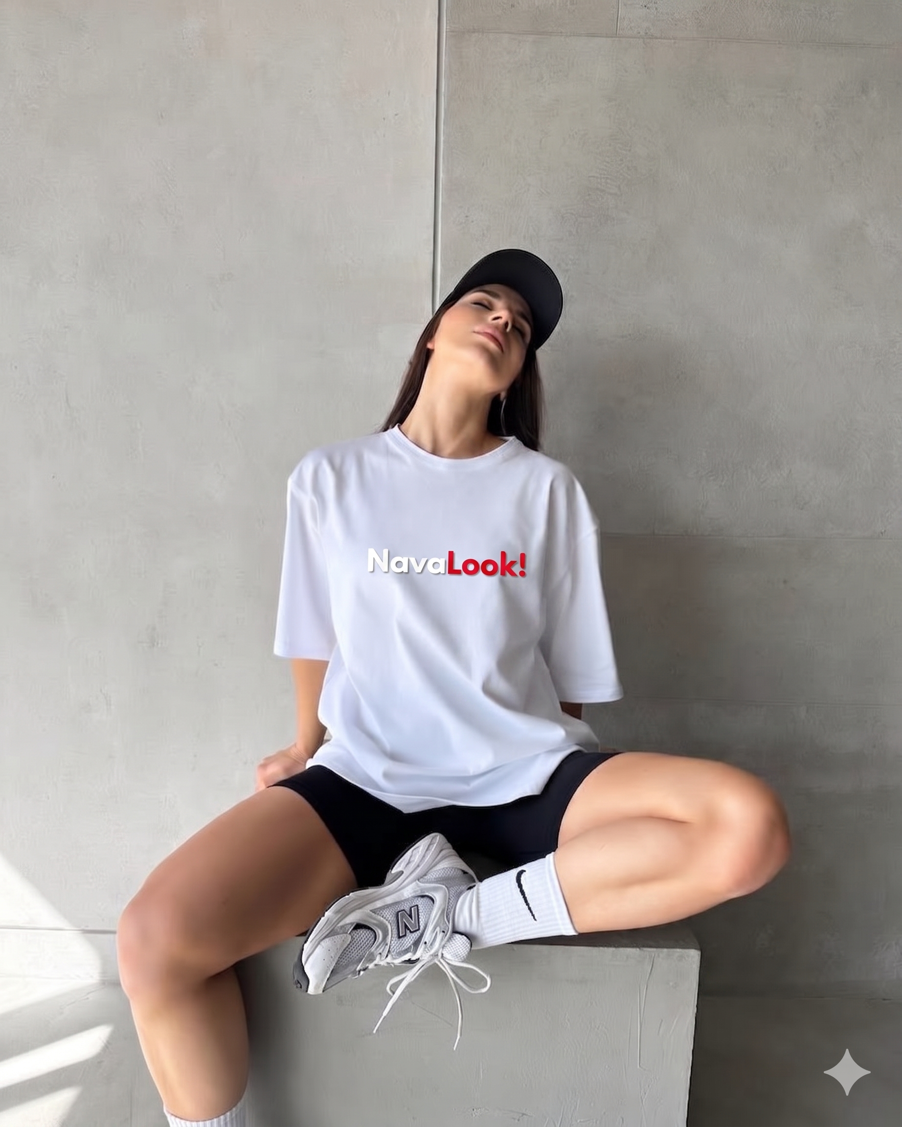 Navalook anime graphic oversized t-shirt for girls white streetwear