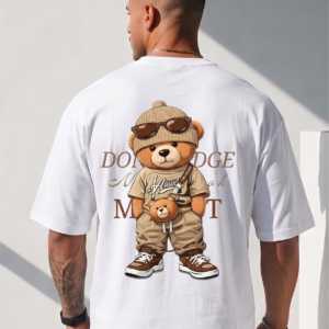 Men’s Oversized Teddy Print T-Shirt (Back Design) | Premium Streetwear