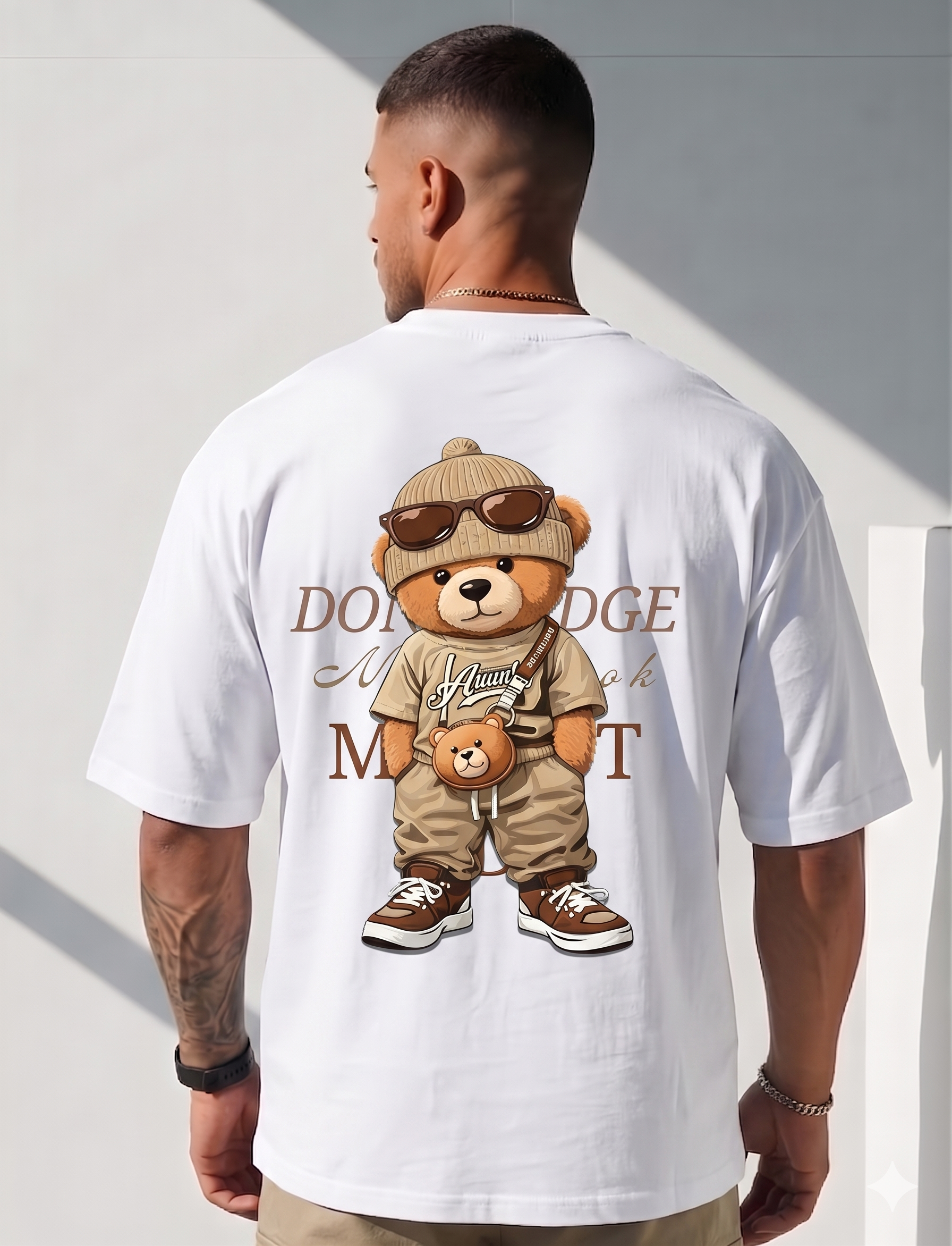Men’s Oversized Teddy Print T-Shirt (Back Design) | Premium Streetwear