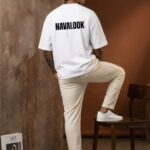 Navalook Everything Will Be OK white oversized terry cotton tshirt sitting pose