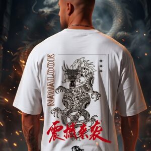 Premium White Dragon Streetwear T-shirt by NAVALOOK