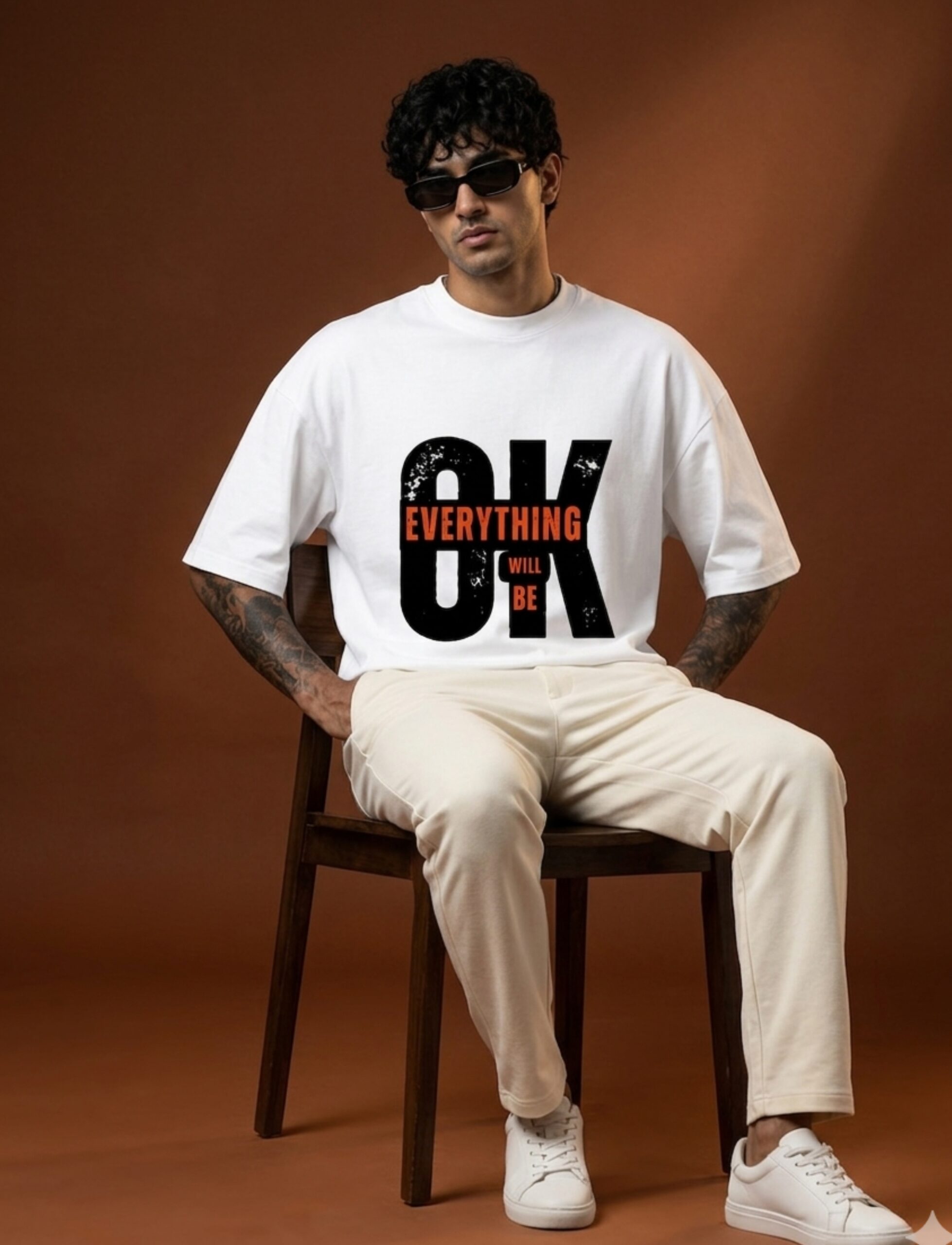 Everything Will Be OK oversized terry cotton t-shirt back view Navalook