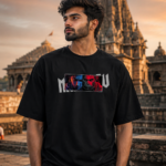 MAHADEV oversized black graphic t-shirt by Navalook worn at Himalayan temple – mythology streetwear India