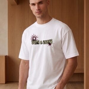Oversized graphic tee India - Grace Under Fire rose and revolver print by Navalook