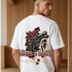 Oversized graphic tee India - Grace Under Fire rose and revolver print by Navalook